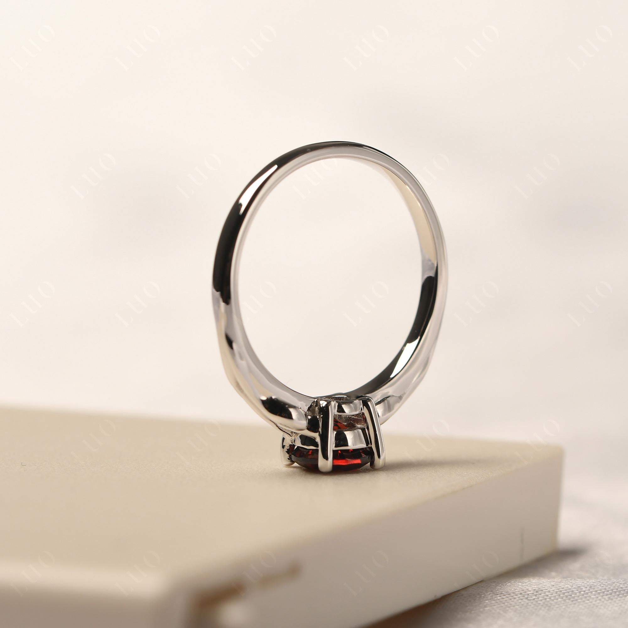 Petite Garnet Tender Leaf Ring - LUO Jewelry