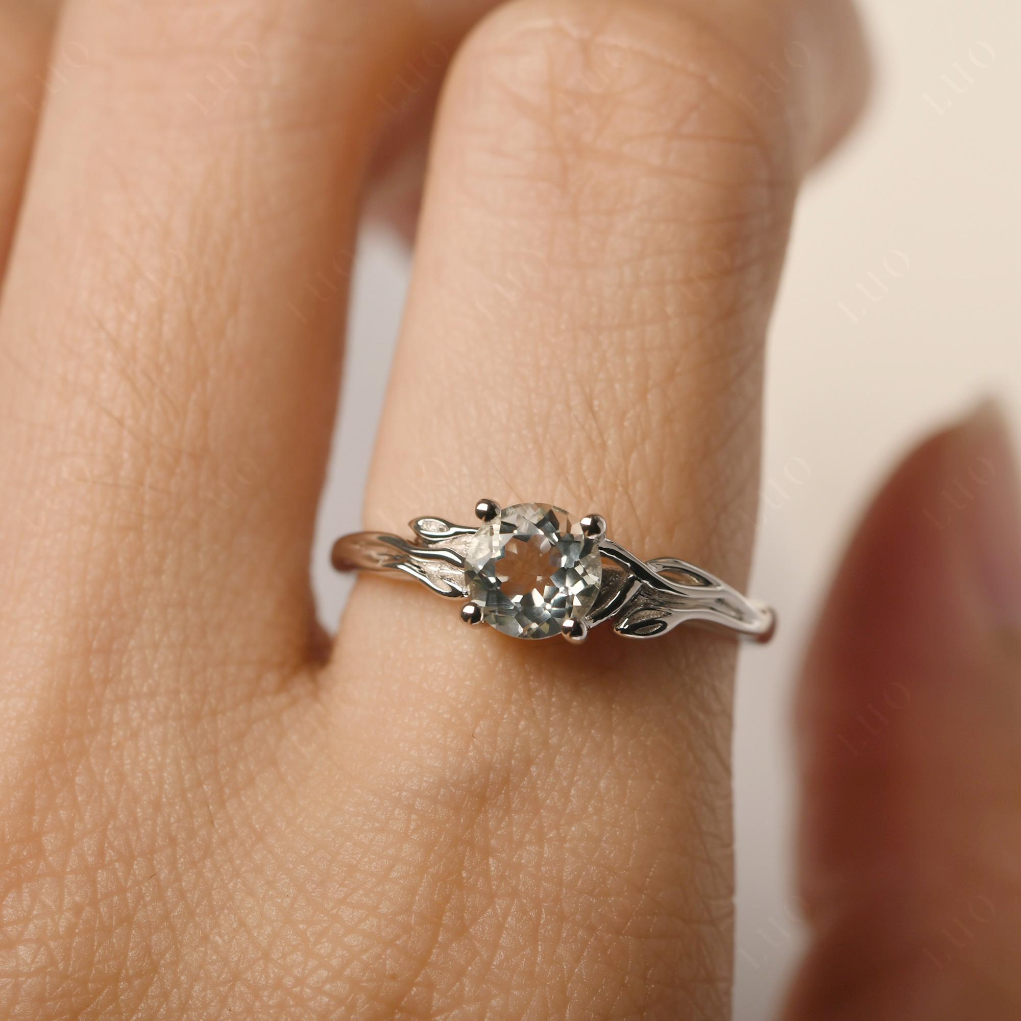 Petite Green Amethyst Tender Leaf Ring - LUO Jewelry