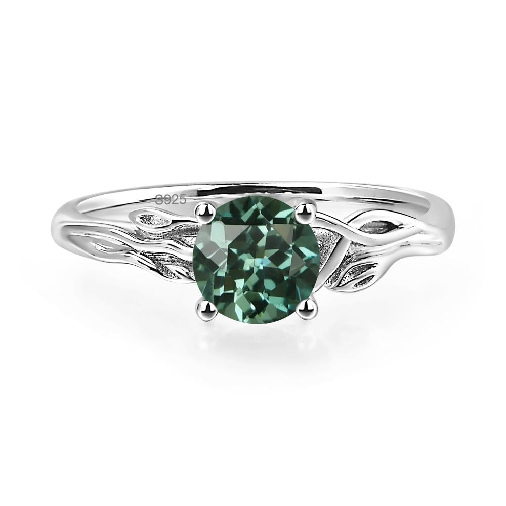 Petite Lab Created Green Sapphire Tender Leaf Ring - LUO Jewelry #metal_sterling silver