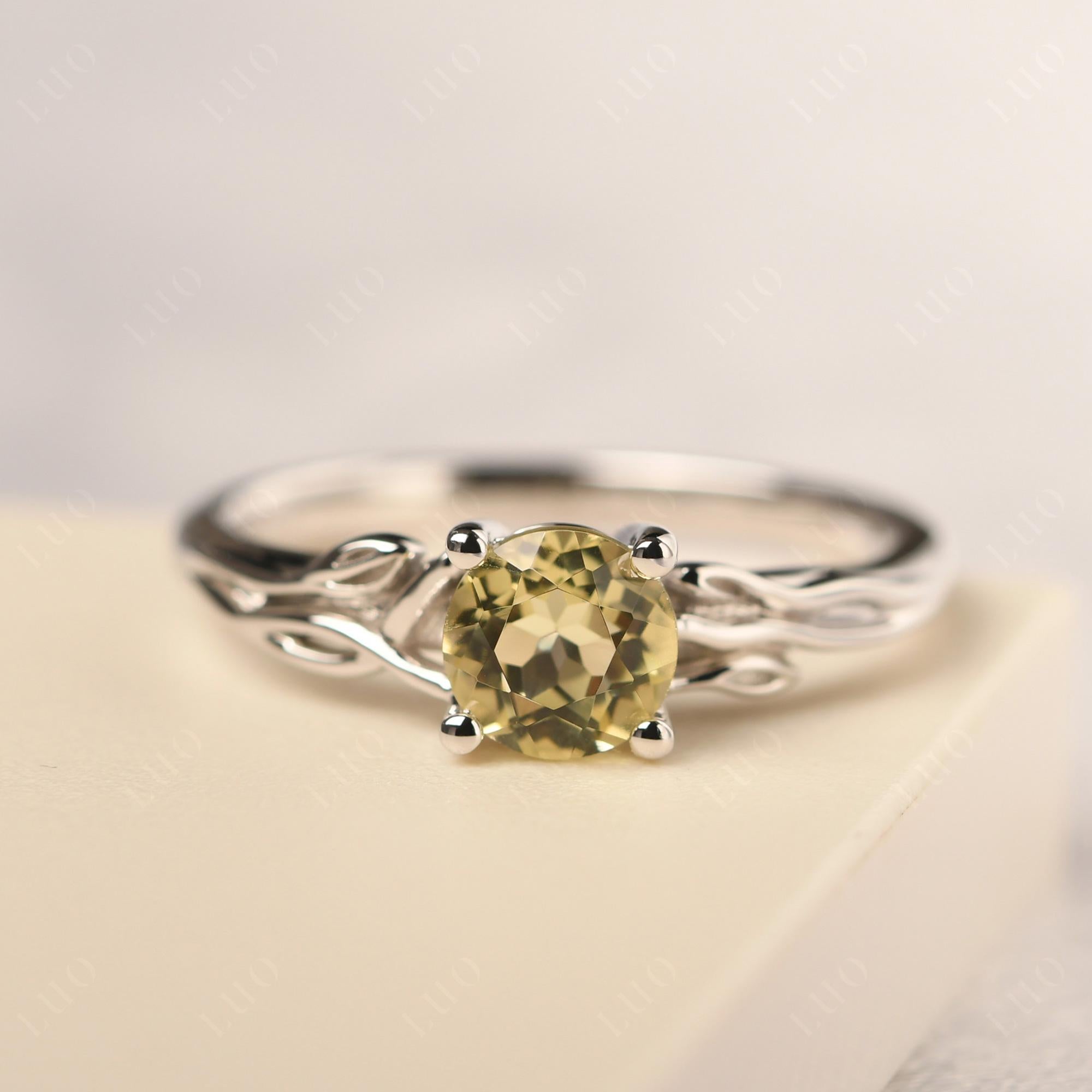 Petite Lemon Quartz Tender Leaf Ring - LUO Jewelry
