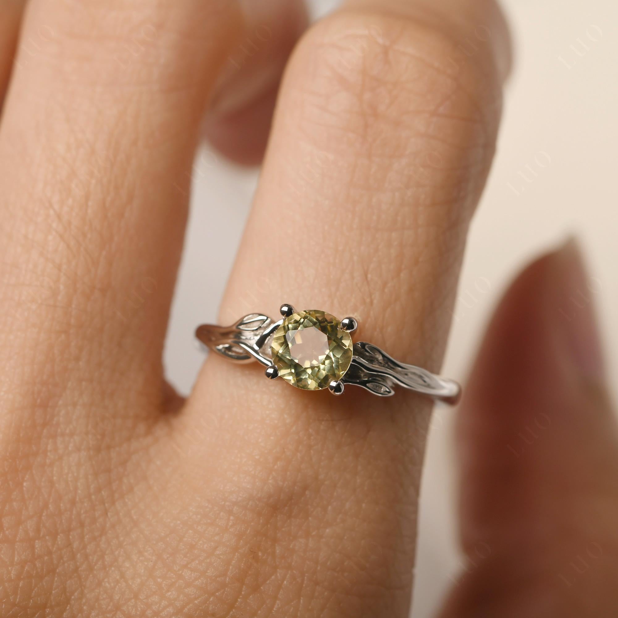 Petite Lemon Quartz Tender Leaf Ring - LUO Jewelry
