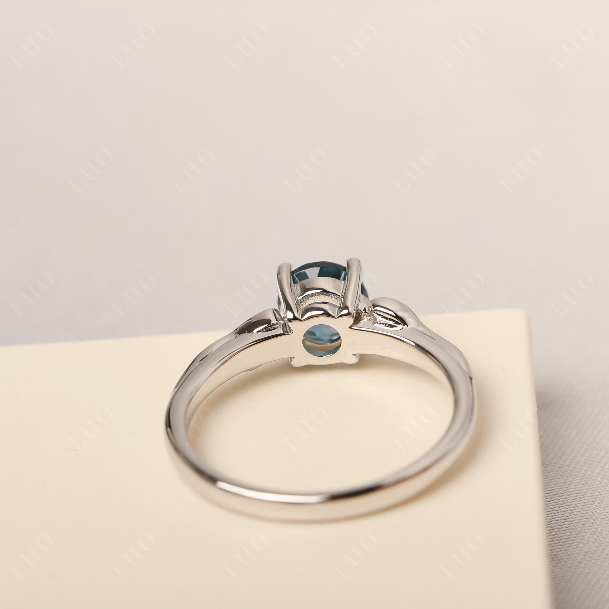 Petite London Blue Topaz Tender Leaf Ring - LUO Jewelry