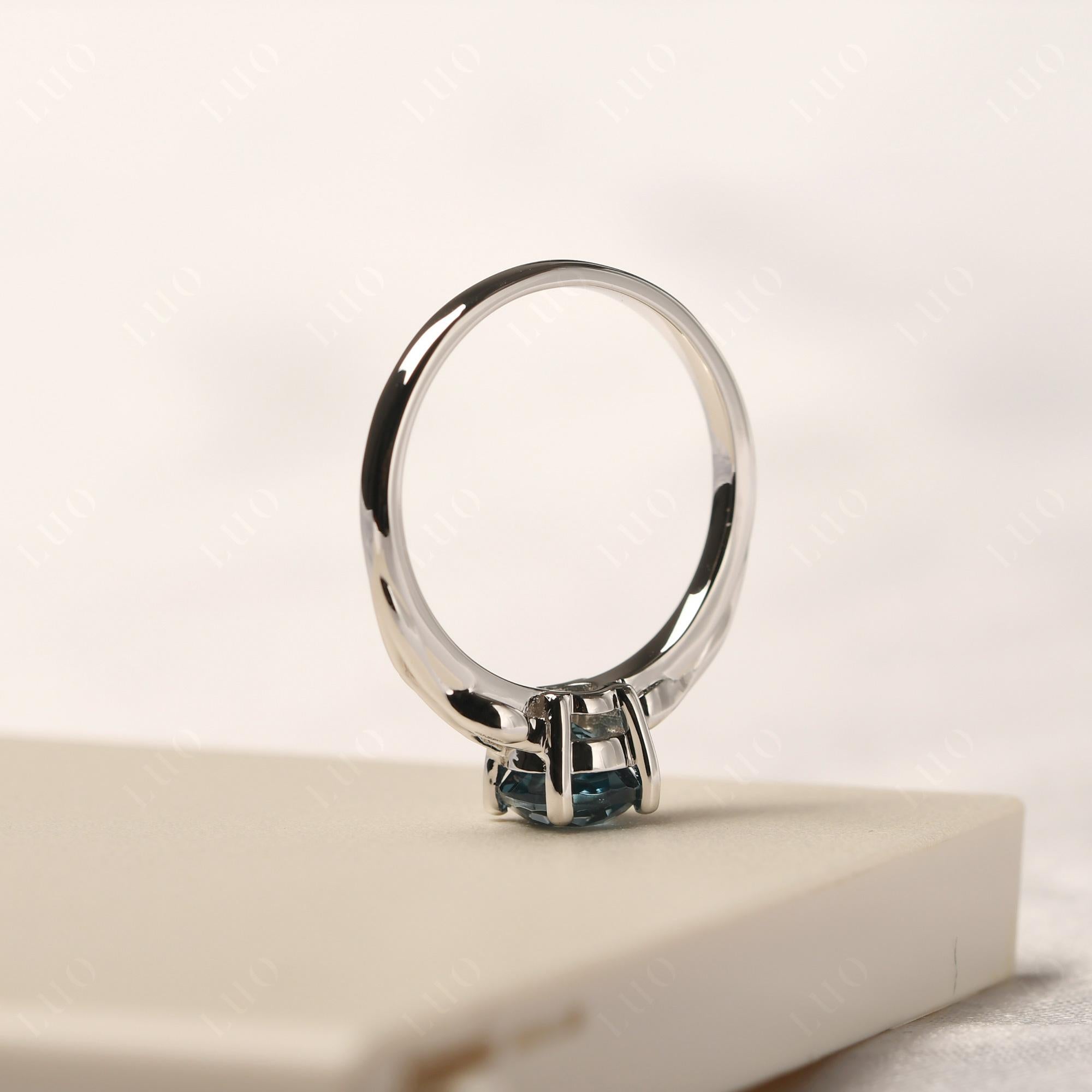 Petite London Blue Topaz Tender Leaf Ring - LUO Jewelry