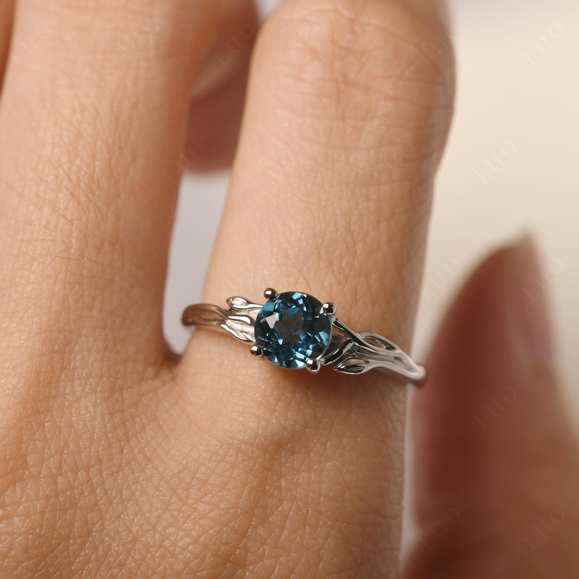 Petite London Blue Topaz Tender Leaf Ring - LUO Jewelry