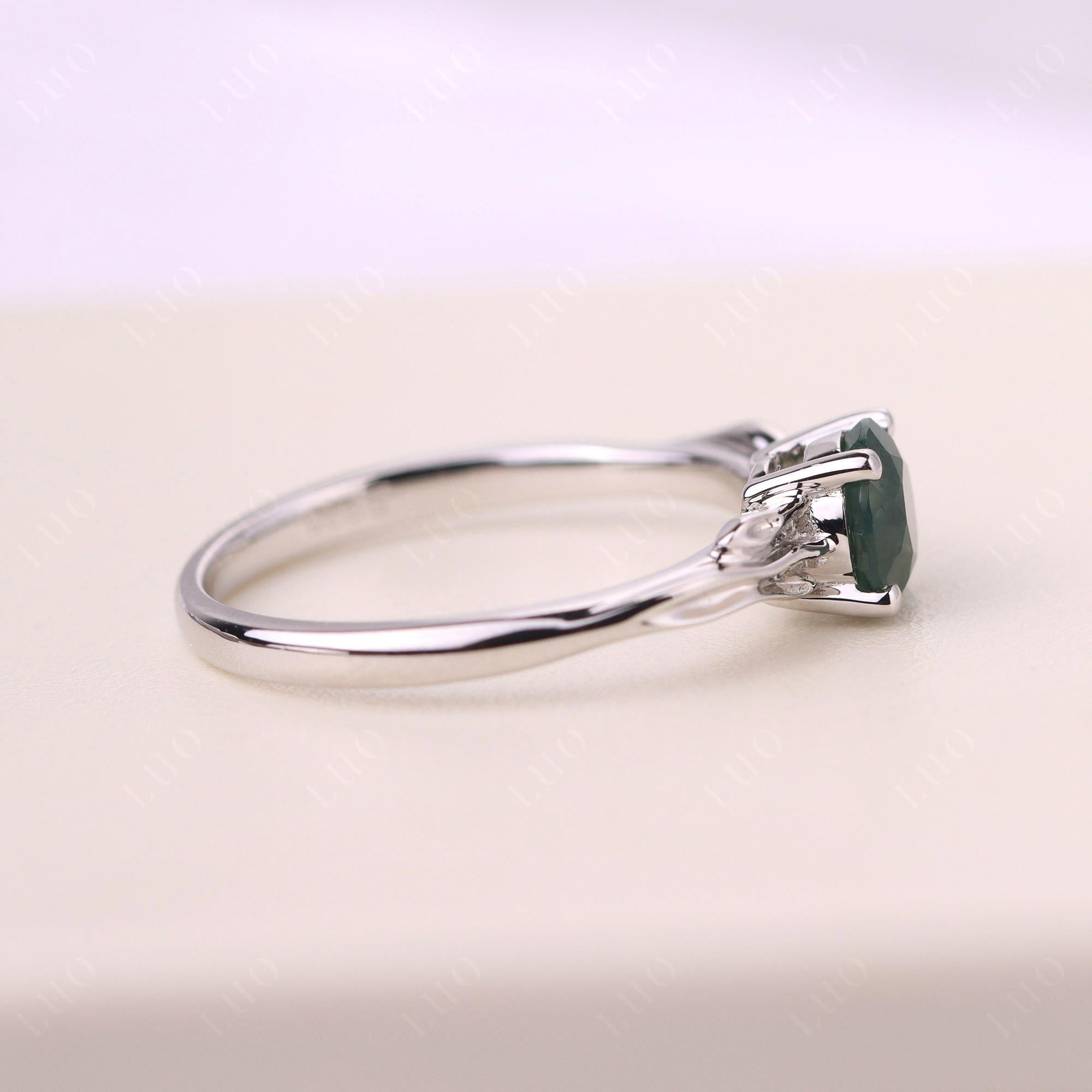 Petite Moss Agate Tender Leaf Ring - LUO Jewelry