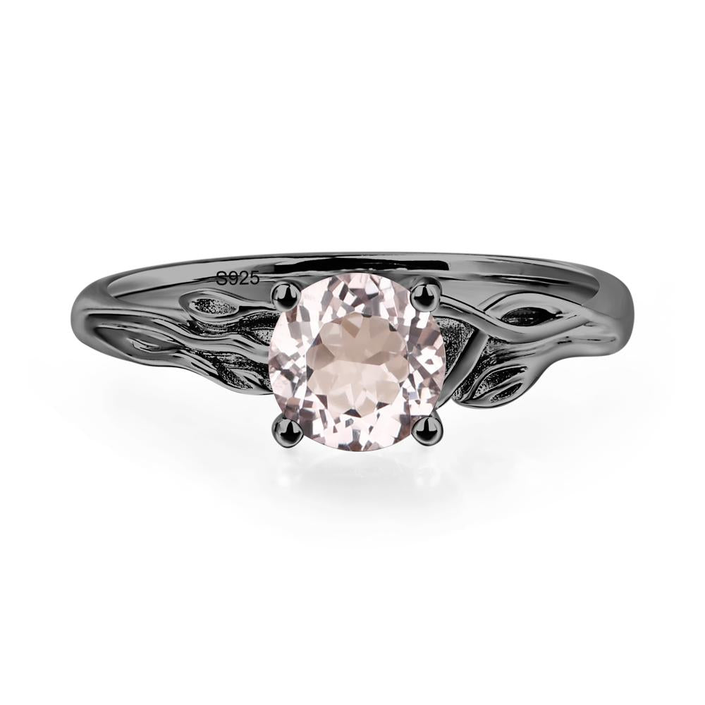 Petite Morganite Tender Leaf Ring - LUO Jewelry #metal_black finish sterling silver