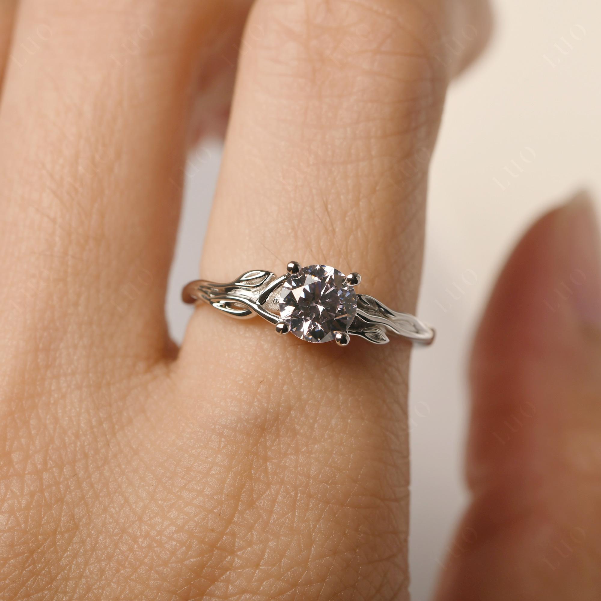 Petite Pink Cubic Zirconia Tender Leaf Ring - LUO Jewelry