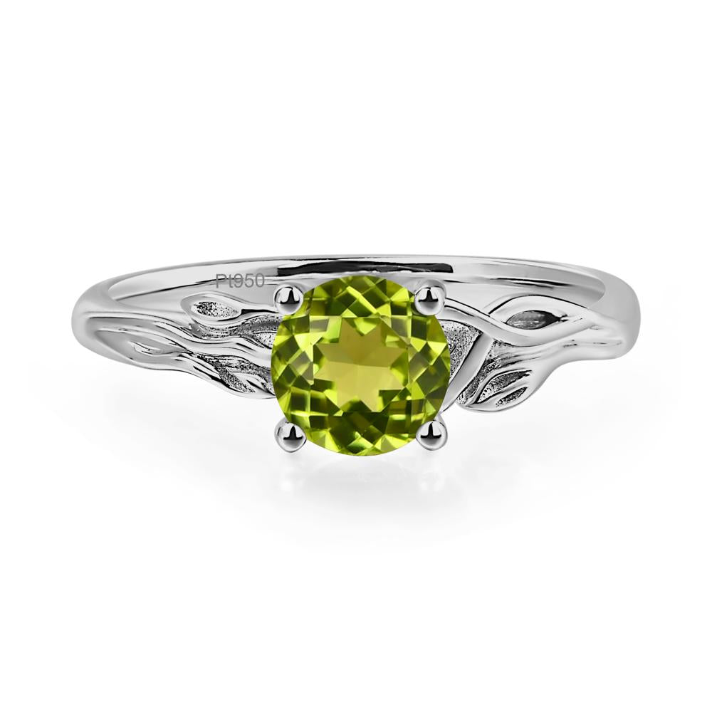 Petite Peridot Tender Leaf Ring - LUO Jewelry #metal_platinum