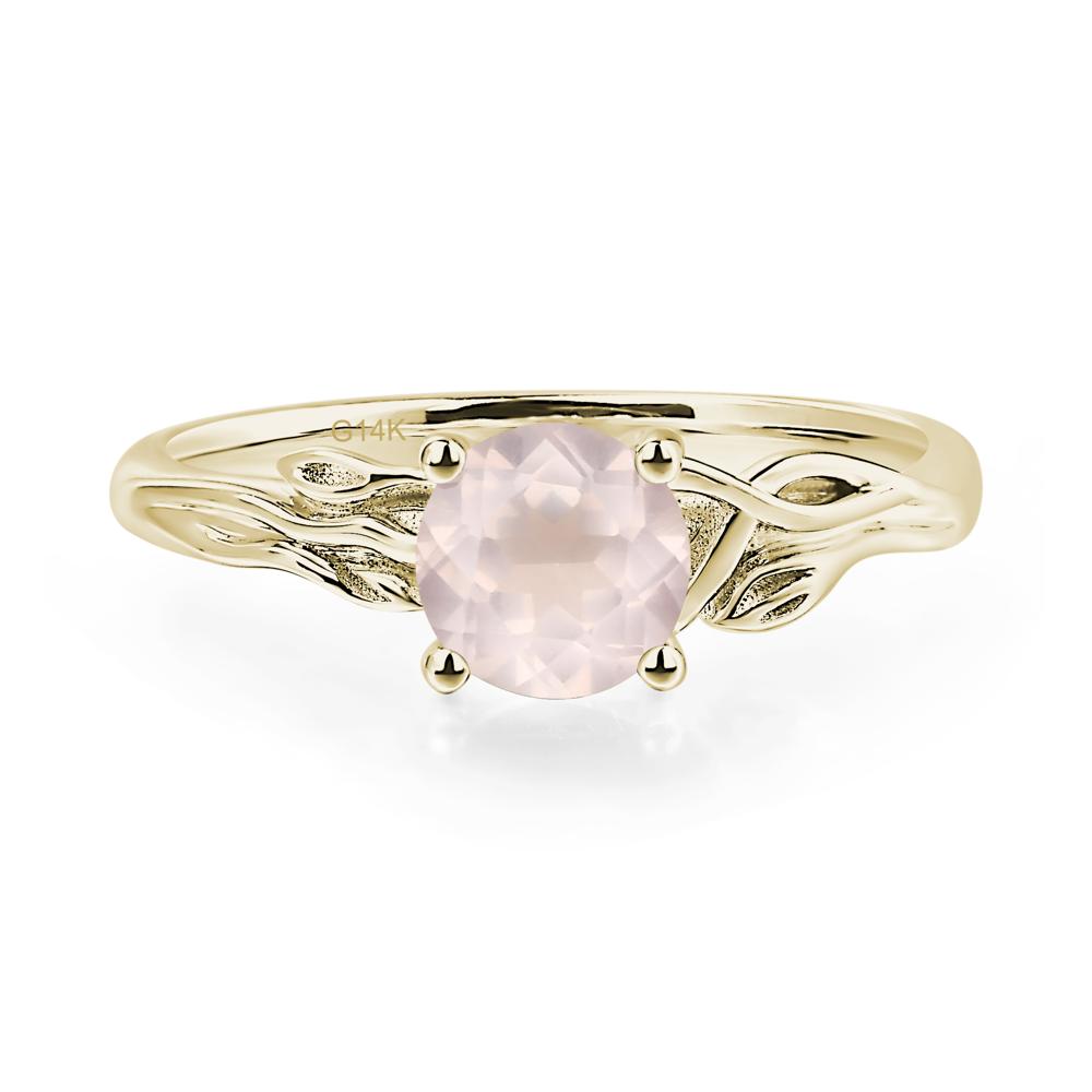 Petite Rose Quartz Tender Leaf Ring - LUO Jewelry #metal_14k yellow gold