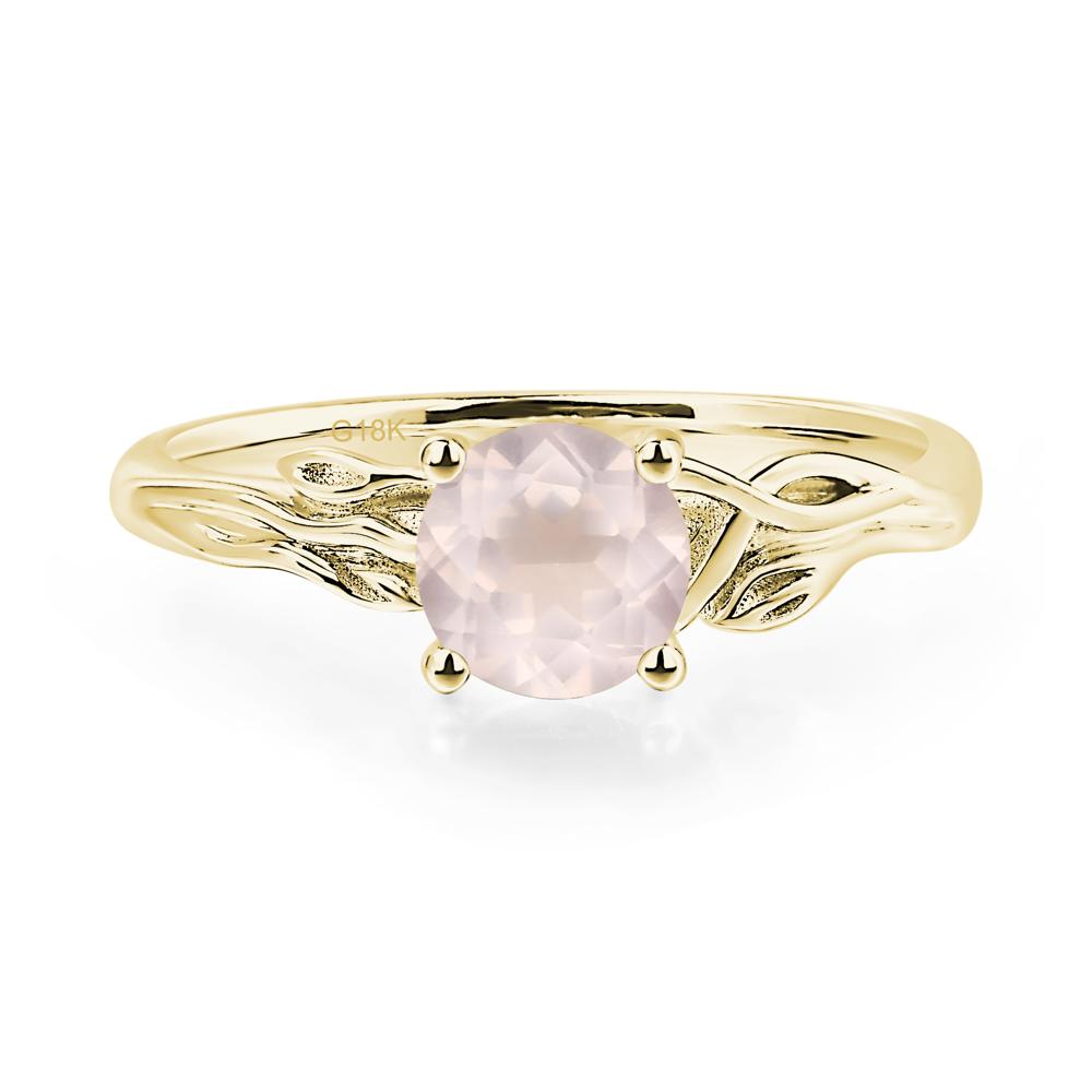 Petite Rose Quartz Tender Leaf Ring - LUO Jewelry #metal_18k yellow gold