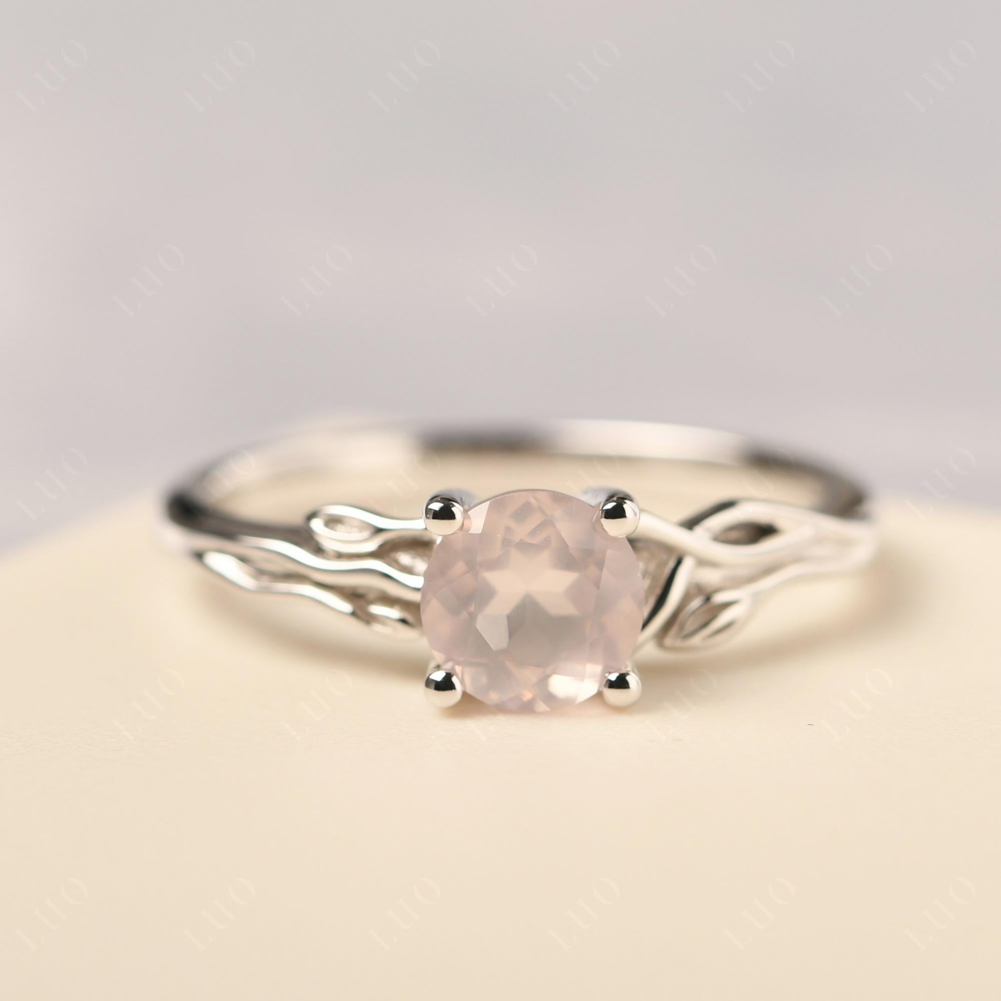 Petite Rose Quartz Tender Leaf Ring - LUO Jewelry