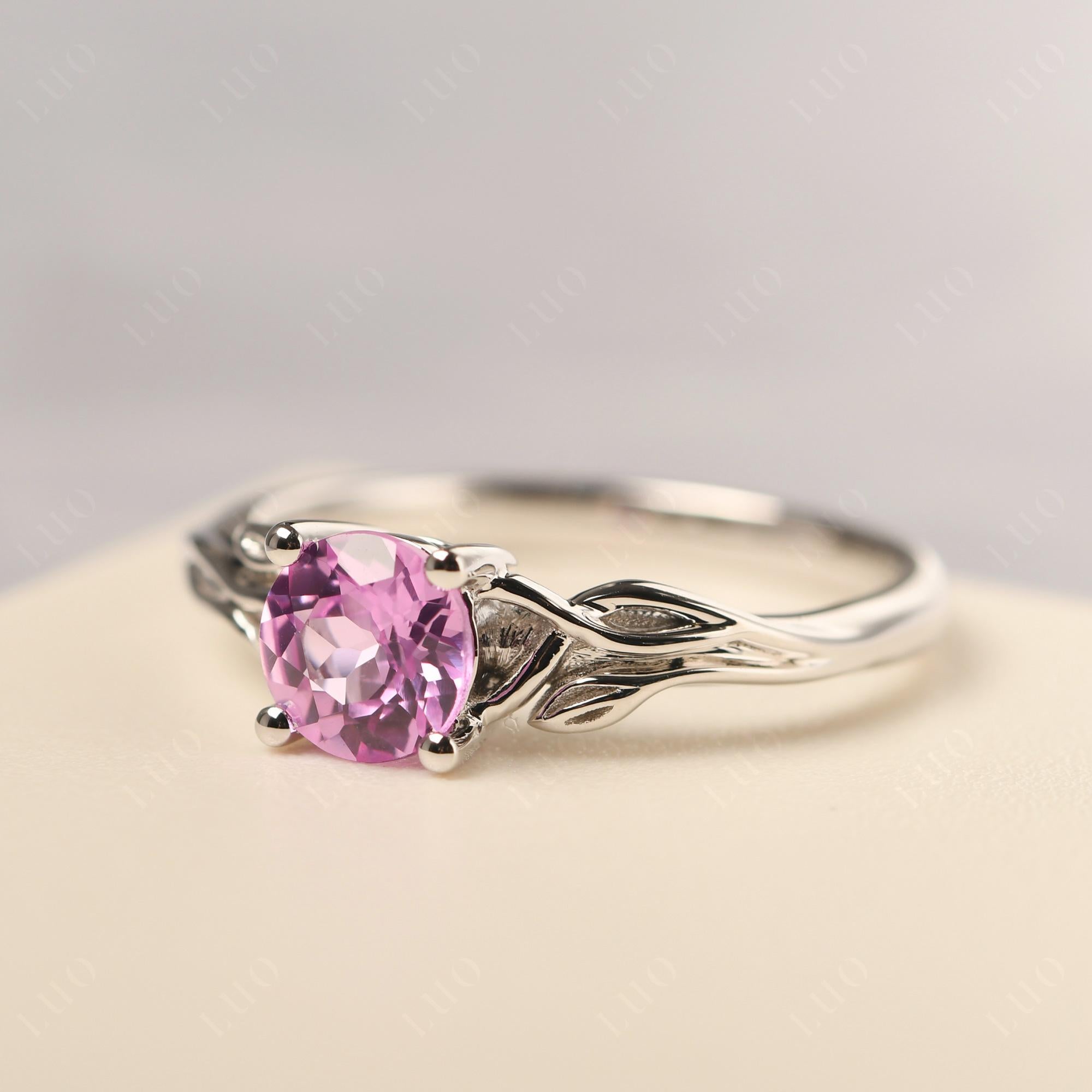 Petite Pink Sapphire Tender Leaf Ring - LUO Jewelry