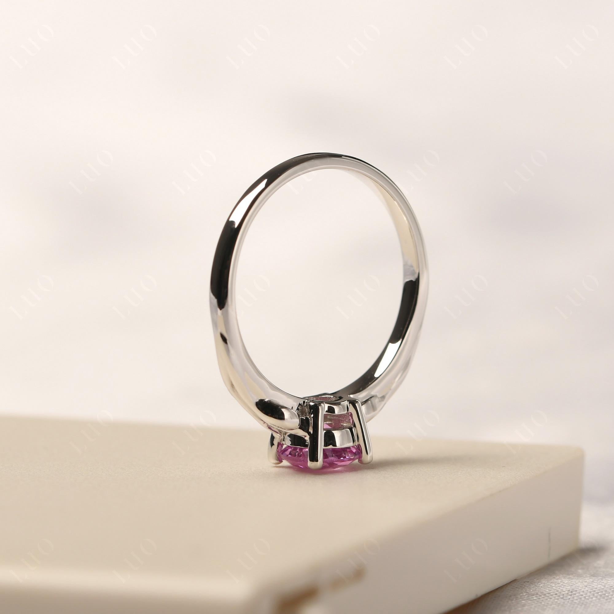 Petite Pink Sapphire Tender Leaf Ring - LUO Jewelry