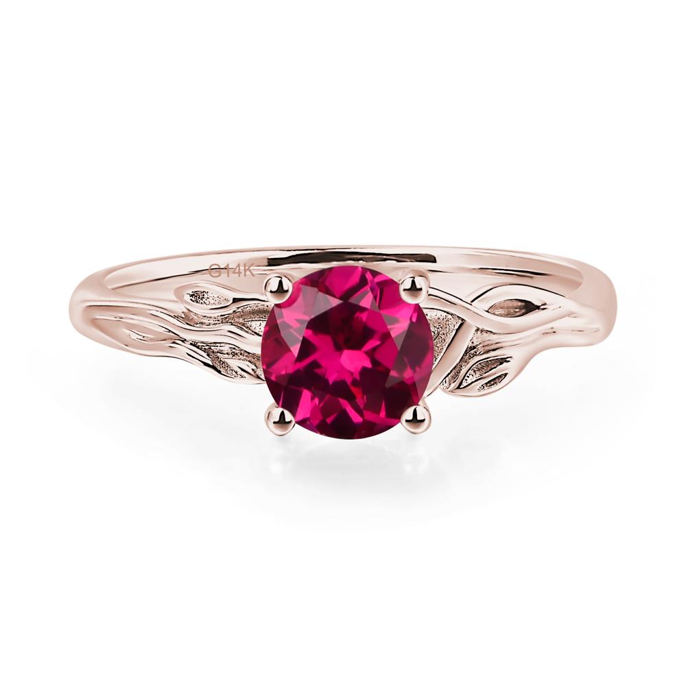 Petite Ruby Tender Leaf Ring - LUO Jewelry #metal_14k rose gold