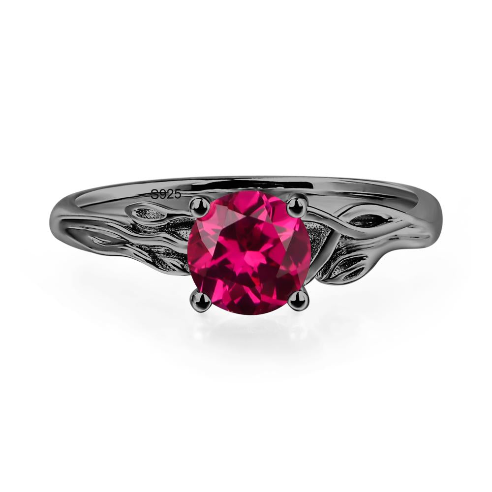 Petite Ruby Tender Leaf Ring - LUO Jewelry #metal_black finish sterling silver