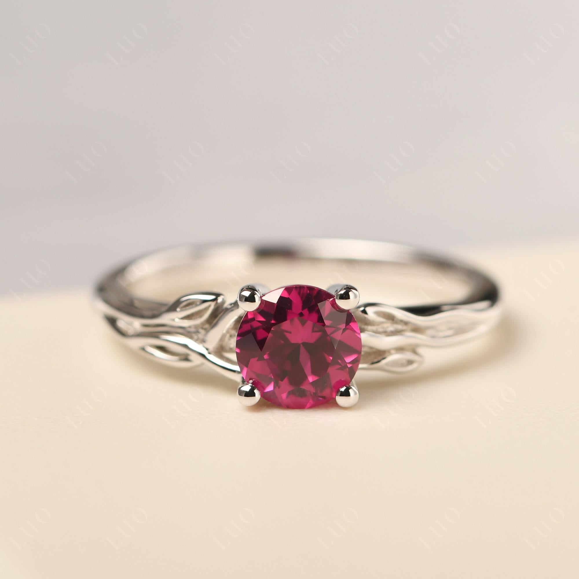 Petite Ruby Tender Leaf Ring - LUO Jewelry