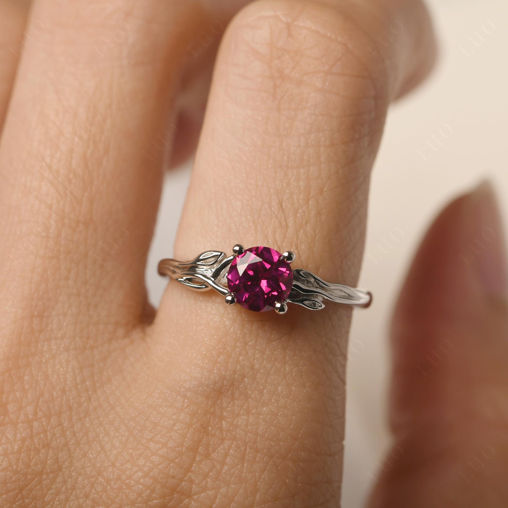 Petite Ruby Tender Leaf Ring - LUO Jewelry