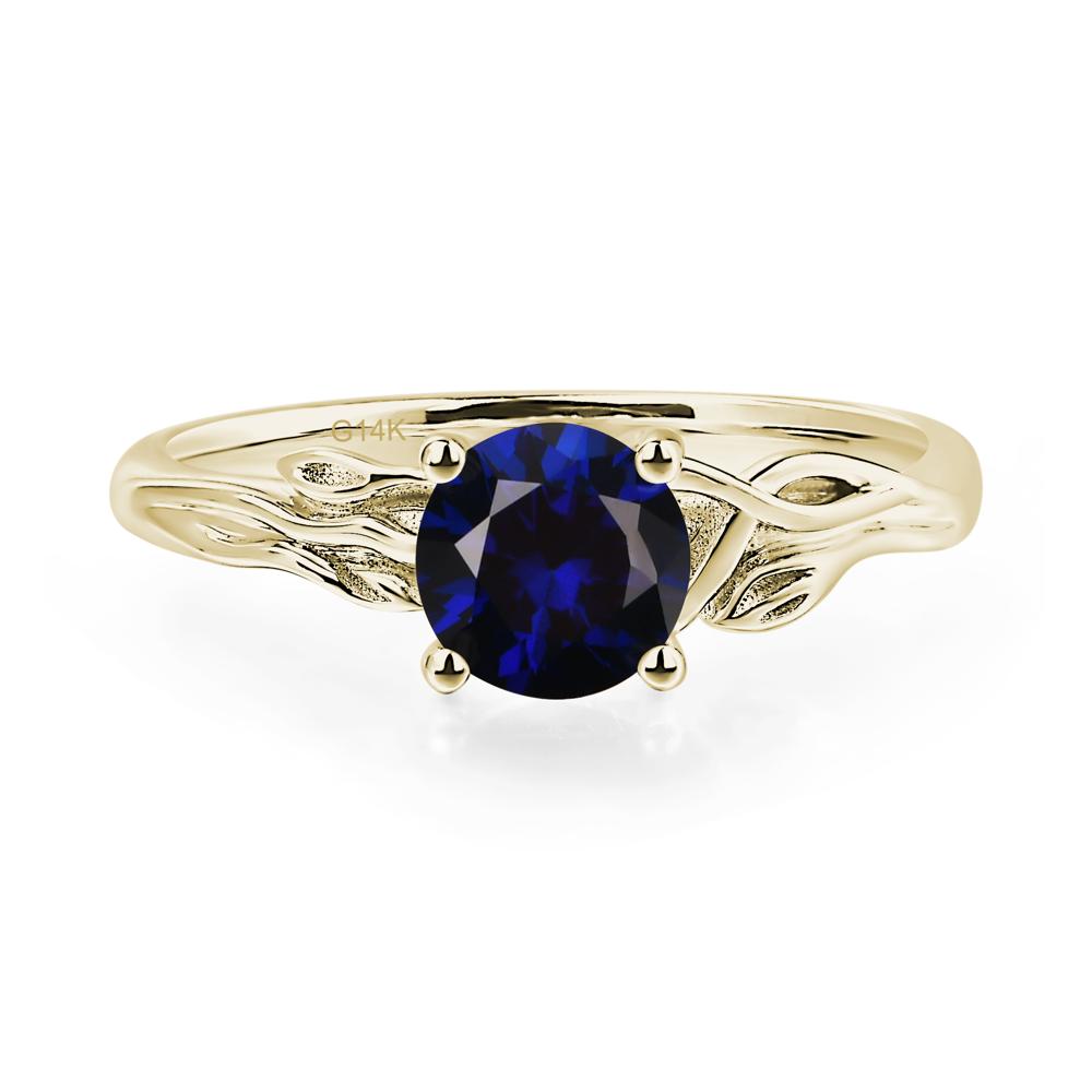 Petite Lab Sapphire Tender Leaf Ring - LUO Jewelry #metal_14k yellow gold