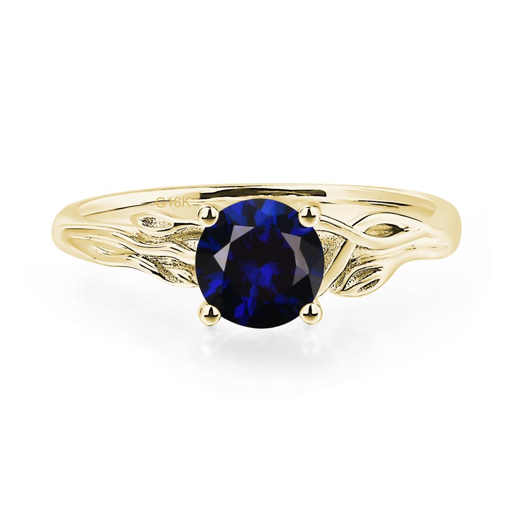 Petite Lab Sapphire Tender Leaf Ring - LUO Jewelry #metal_18k yellow gold