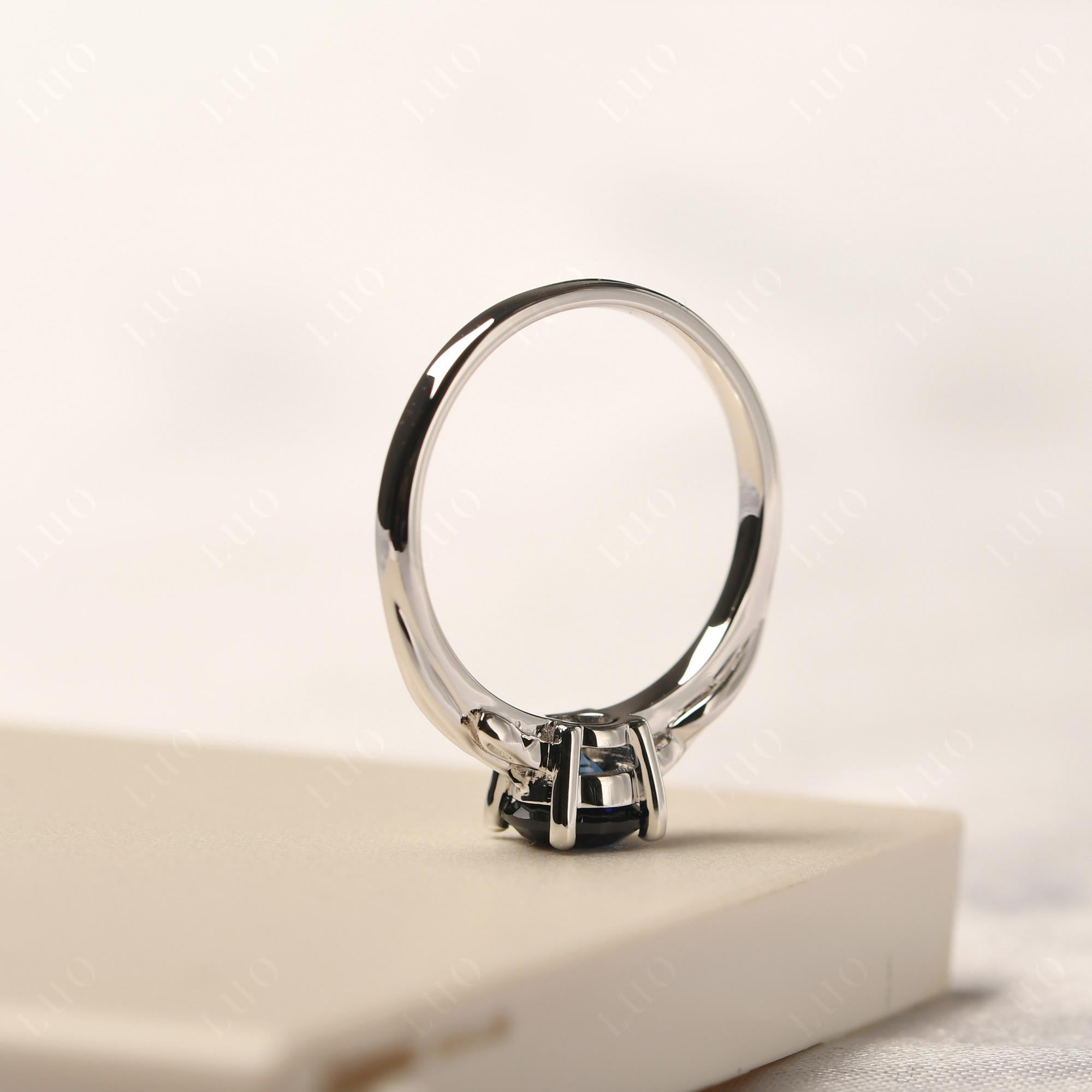 Petite Lab Sapphire Tender Leaf Ring - LUO Jewelry