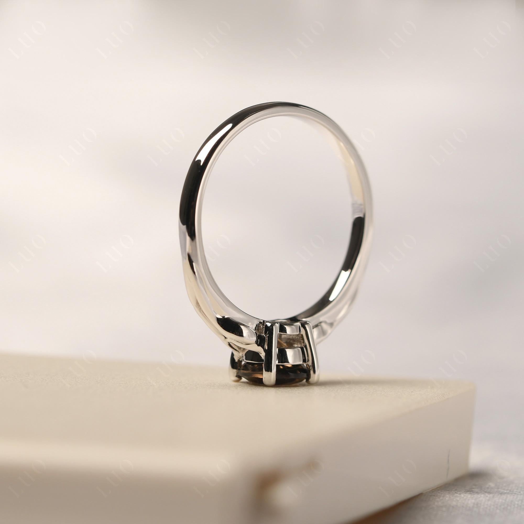 Petite Smoky Quartz Tender Leaf Ring - LUO Jewelry