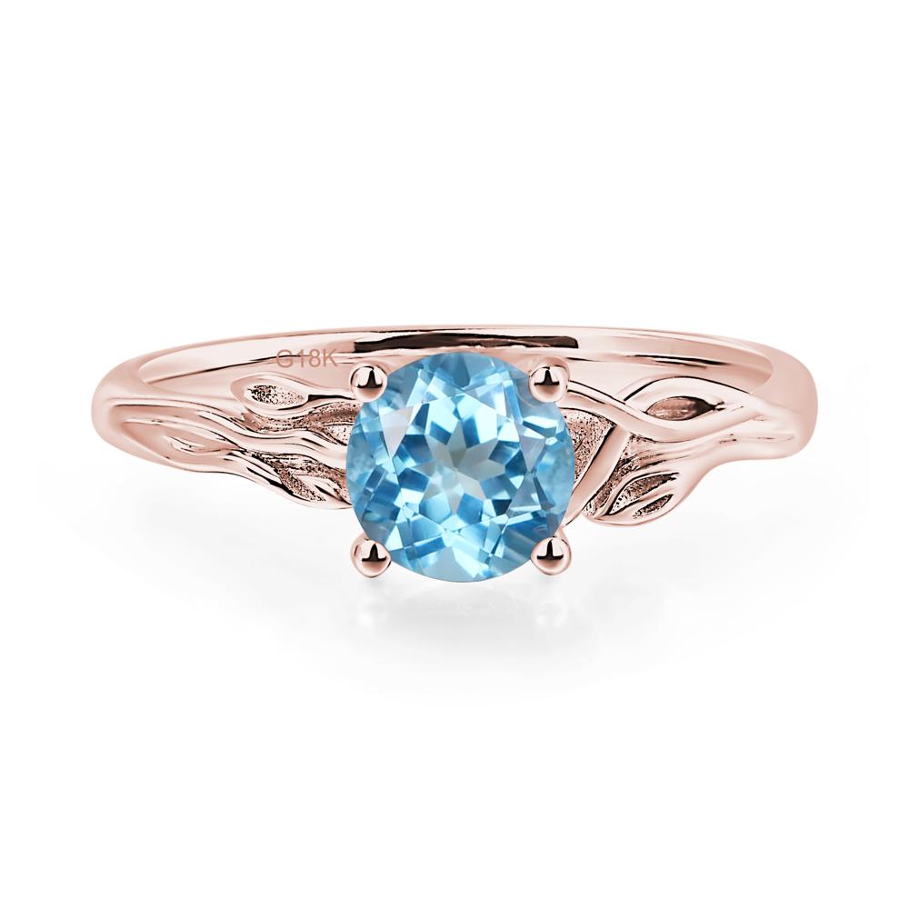 Petite Swiss Blue Topaz Tender Leaf Ring - LUO Jewelry #metal_18k rose gold