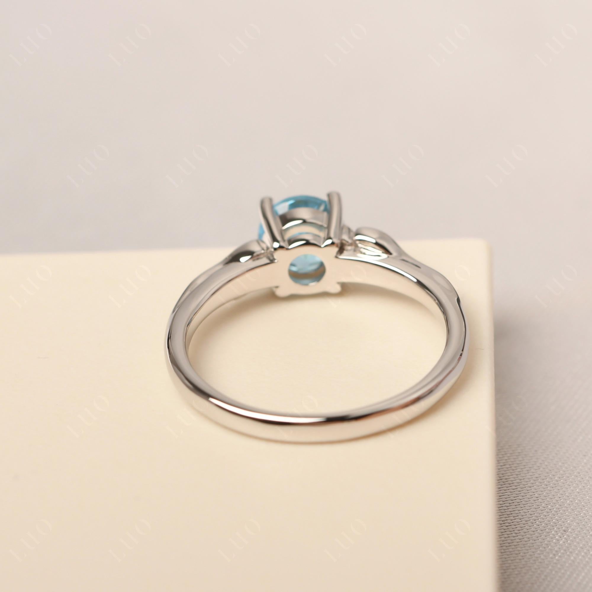 Petite Swiss Blue Topaz Tender Leaf Ring - LUO Jewelry