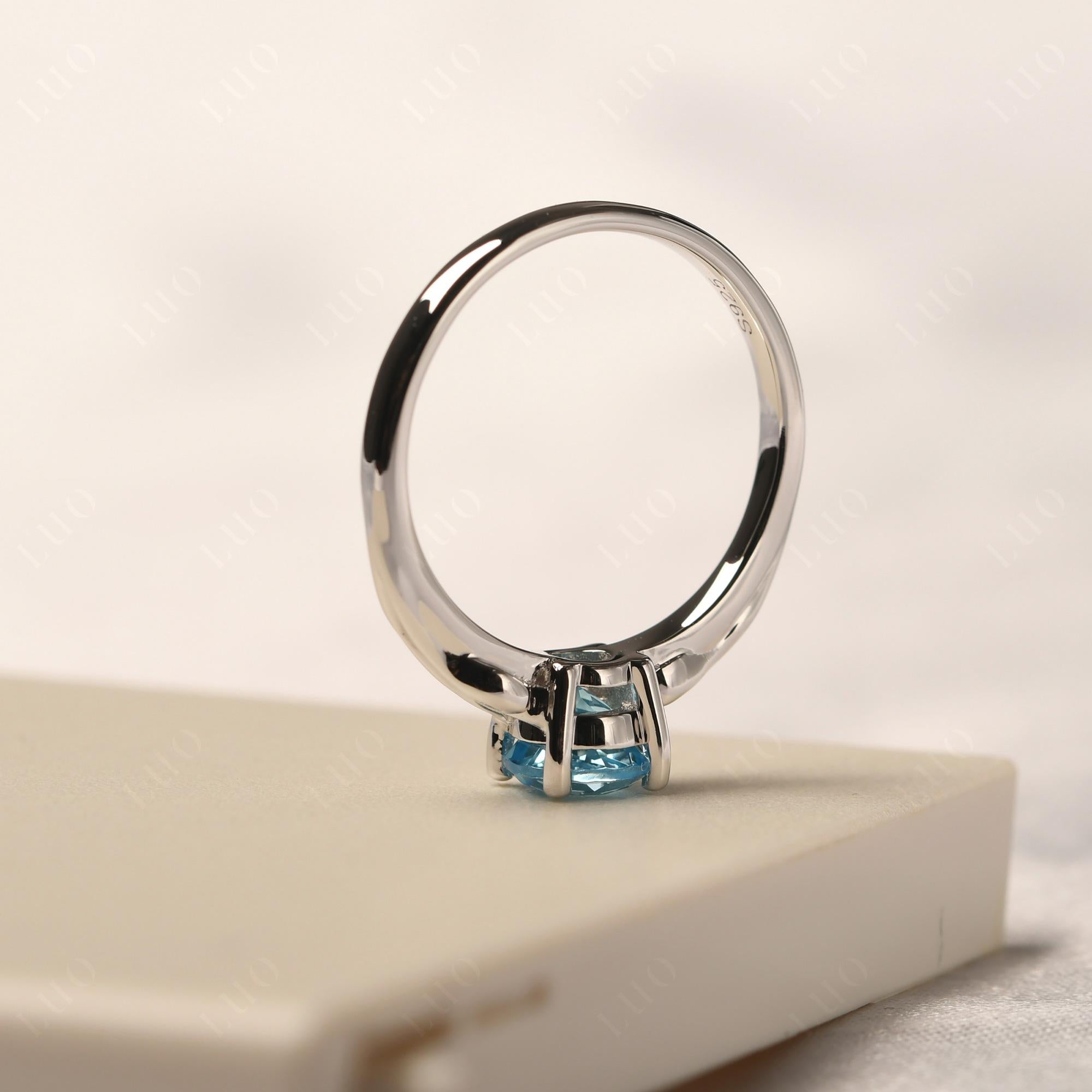 Petite Swiss Blue Topaz Tender Leaf Ring - LUO Jewelry