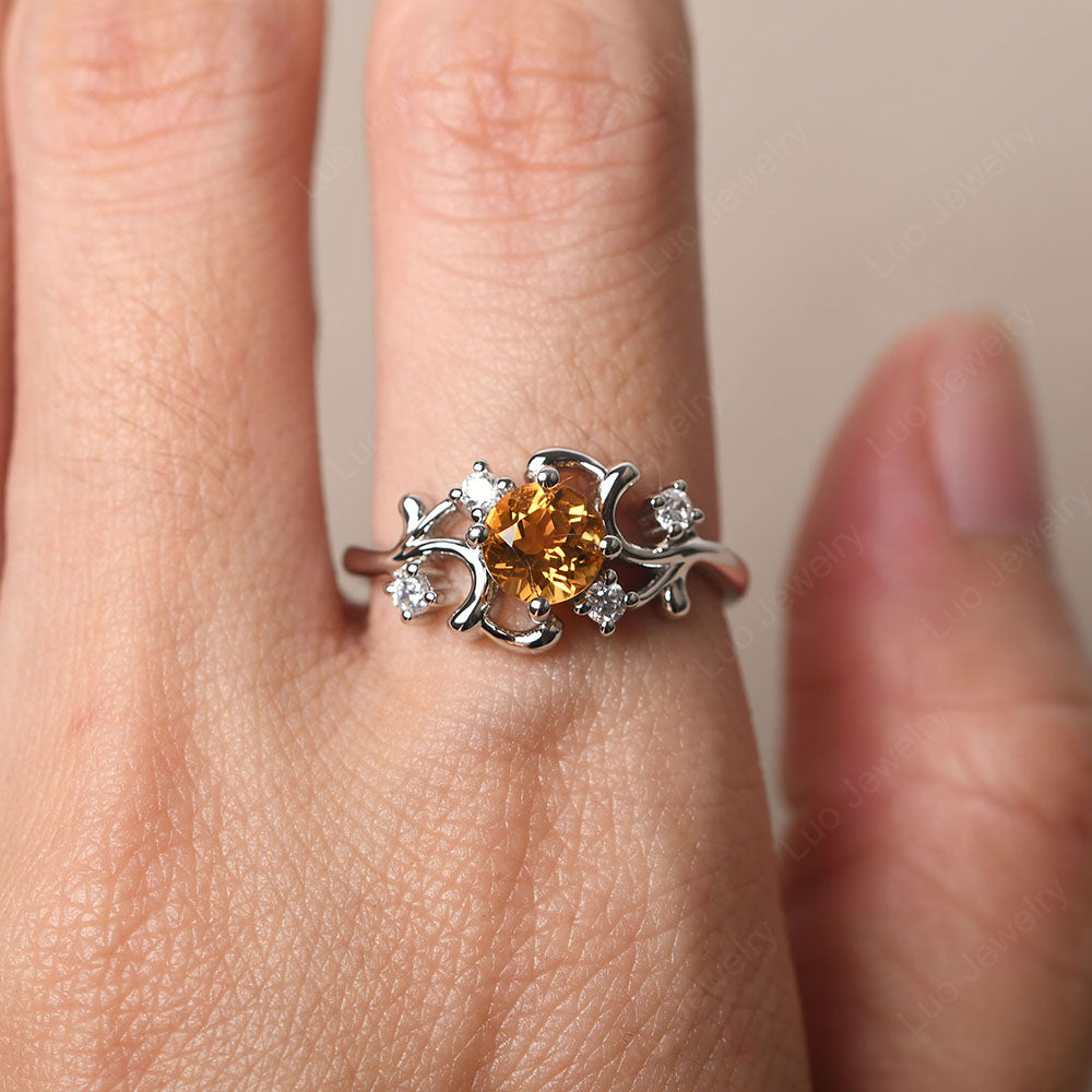 Citrine Cluster Engagement Ring Silver - LUO Jewelry