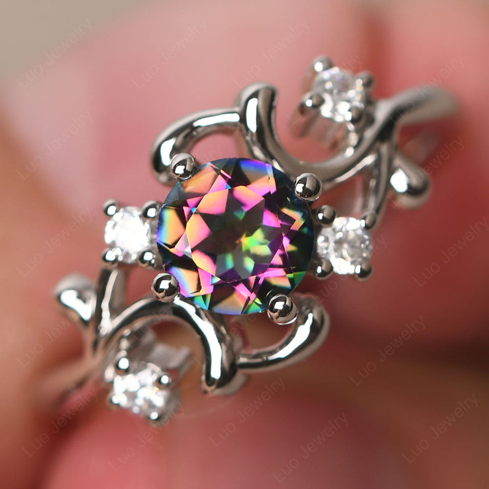 Mystic Topaz Intricate Engagement Ring LUO - Main Image
