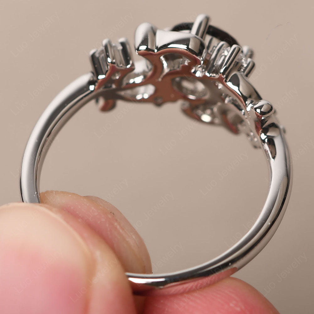 Smoky Quartz Cluster Engagement Ring Silver - LUO Jewelry