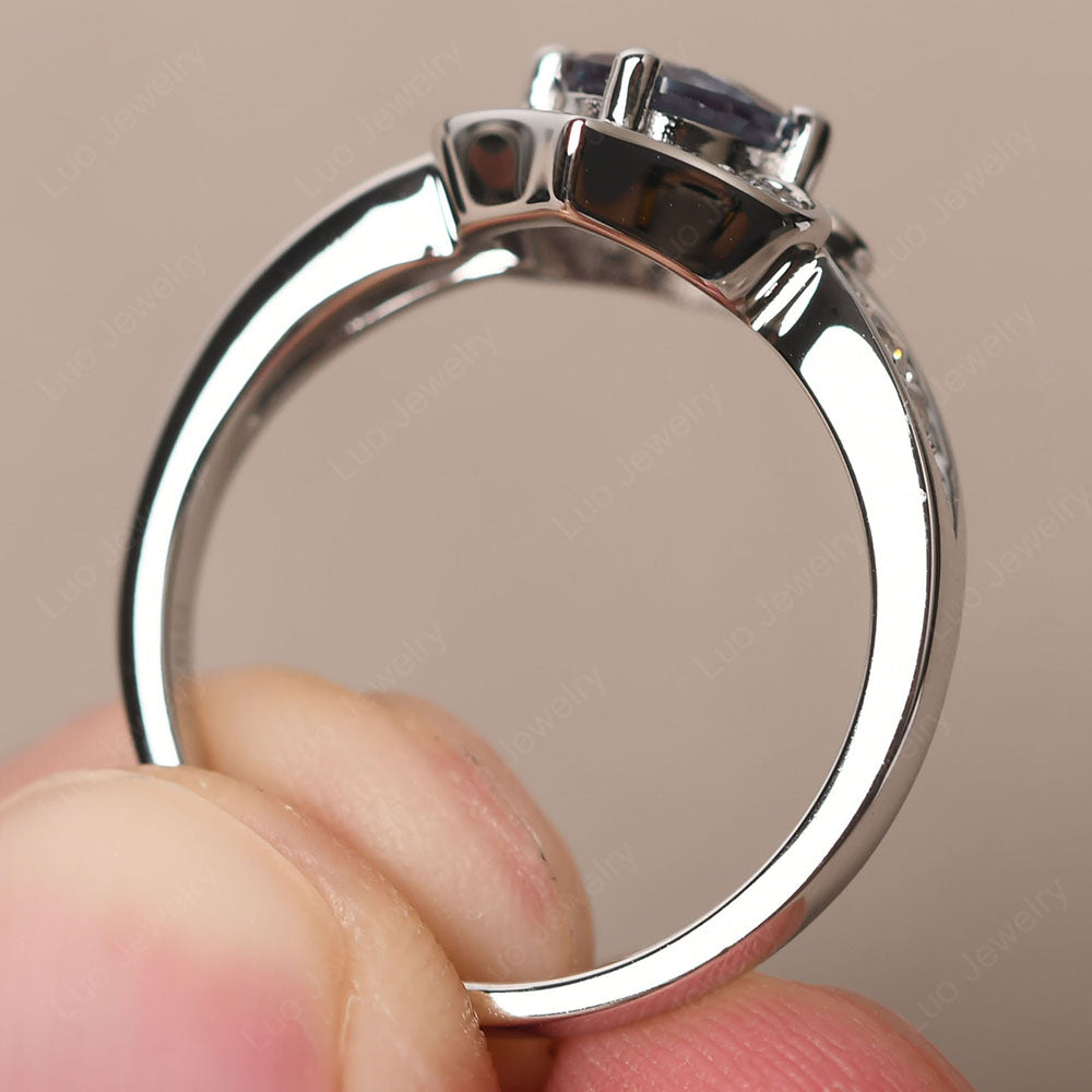 Round Cut Alexandrite Dainty Engagement Ring - LUO Jewelry