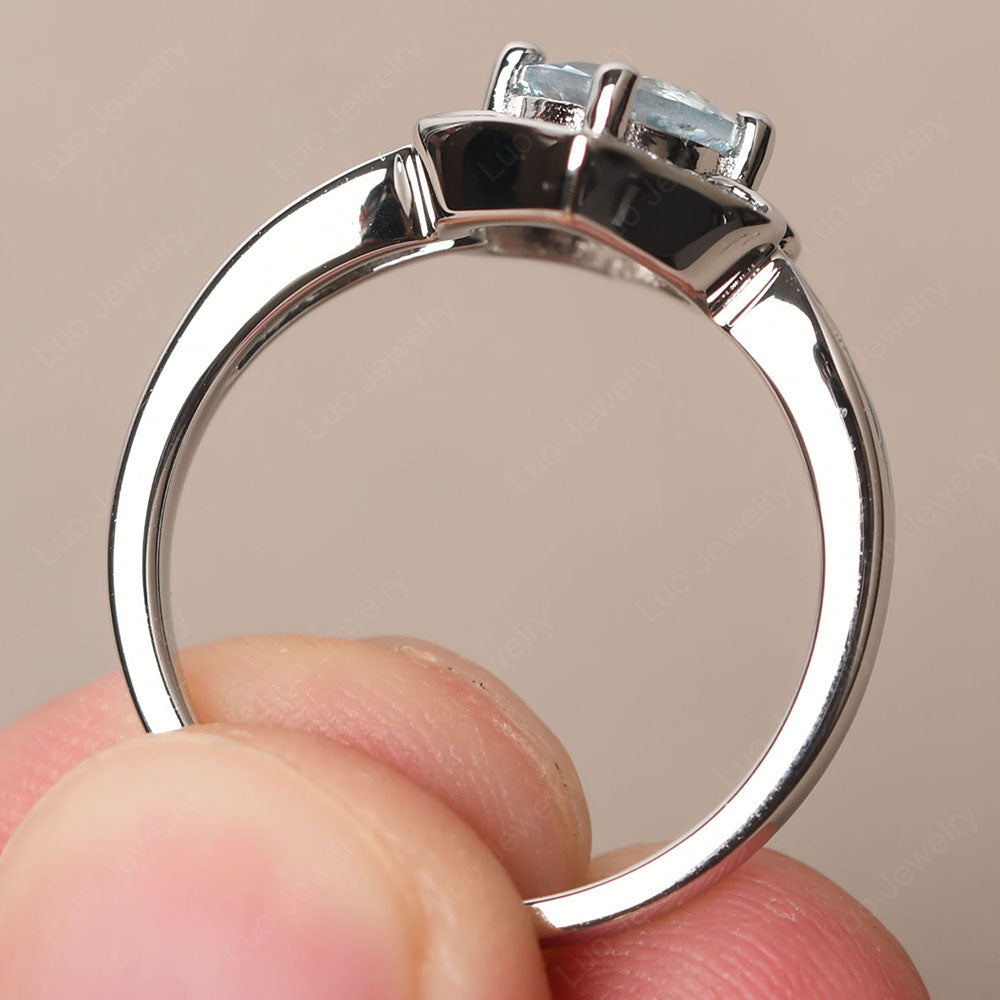 Round Cut Aquamarine Dainty Engagement Ring - LUO Jewelry