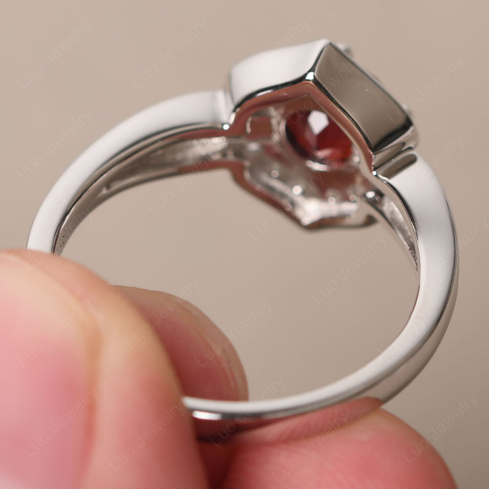 Round Cut Garnet Dainty Engagement Ring - LUO Jewelry