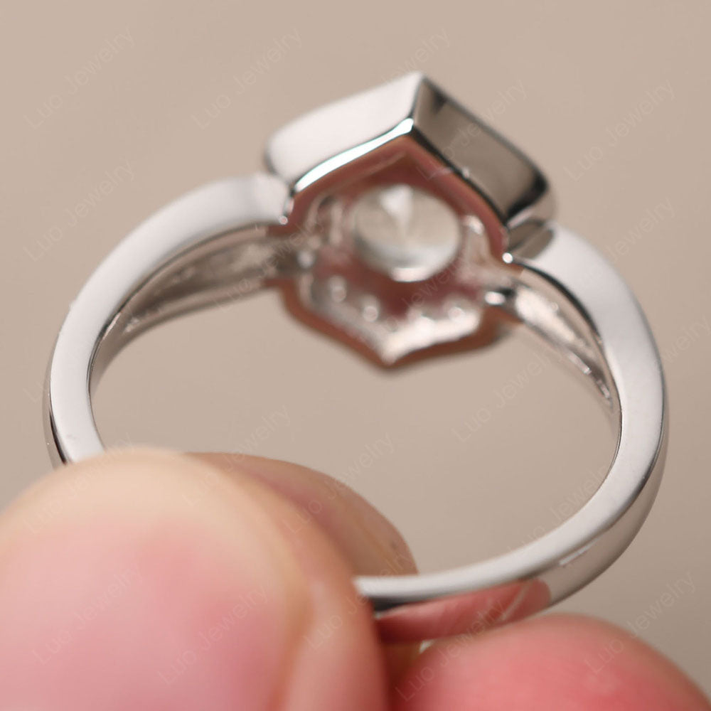 Round Cut Green Amethyst Dainty Engagement Ring - LUO Jewelry