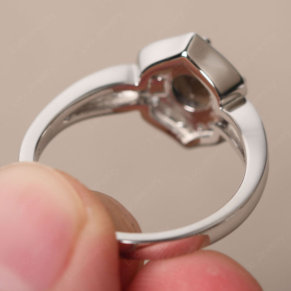 Round Cut Smoky Quartz Dainty Engagement Ring - LUO Jewelry