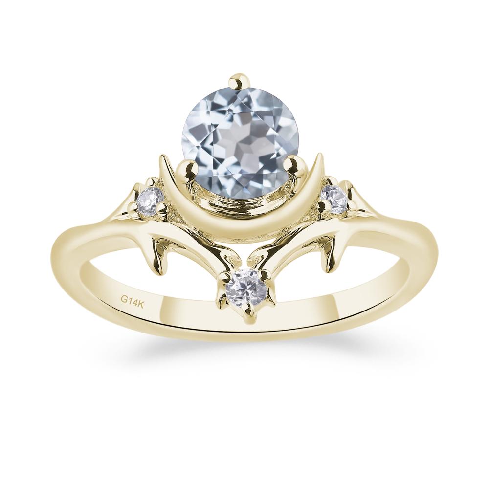 Moon and Back Aquamarine Ring - LUO Jewelry #metal_14k yellow gold