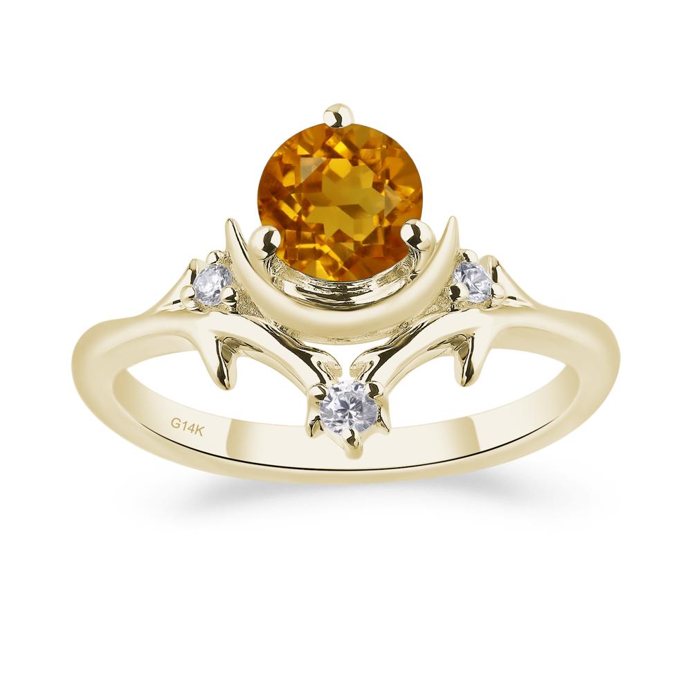 Moon and Back Citrine Ring - LUO Jewelry #metal_14k yellow gold