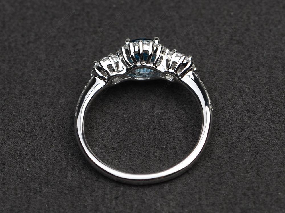 London Blue Topaz Engagement Ring Art Deco Silver - LUO Jewelry