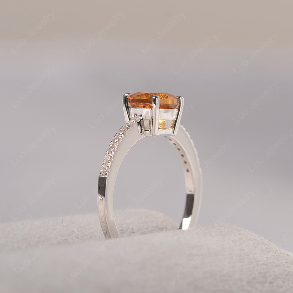 Citrine Wedding Ring Round Cut Sterling Silver - LUO Jewelry