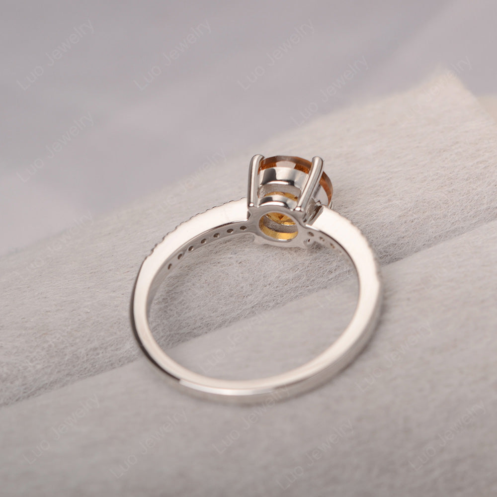 Citrine Wedding Ring Round Cut Sterling Silver - LUO Jewelry