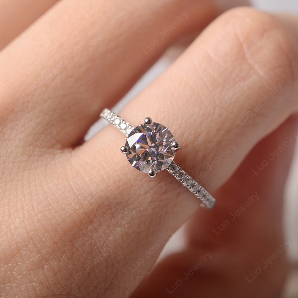 Cubic Zirconia Wedding Ring Round Cut Sterling Silver - LUO Jewelry