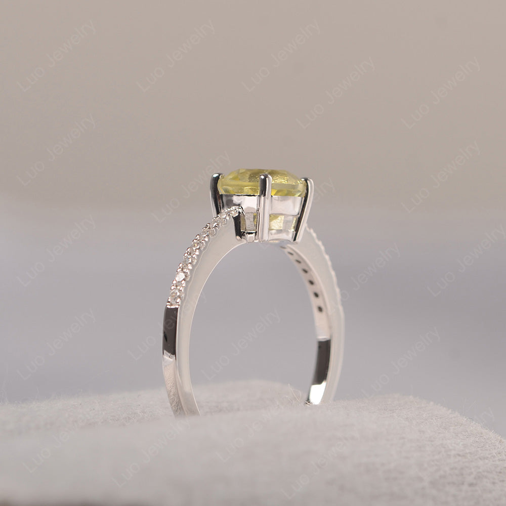 Lemon Quartz Wedding Ring Round Cut Sterling Silver - LUO Jewelry