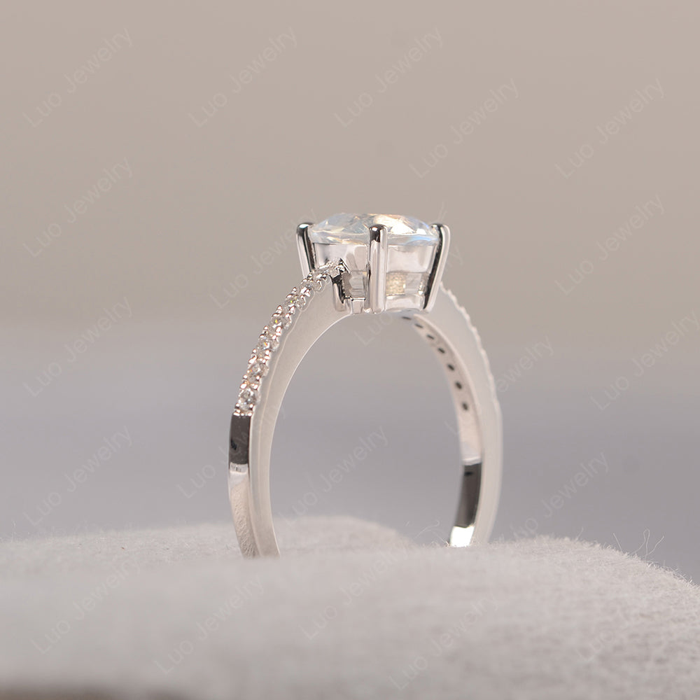 Moonstone Wedding Ring Round Cut Sterling Silver - LUO Jewelry