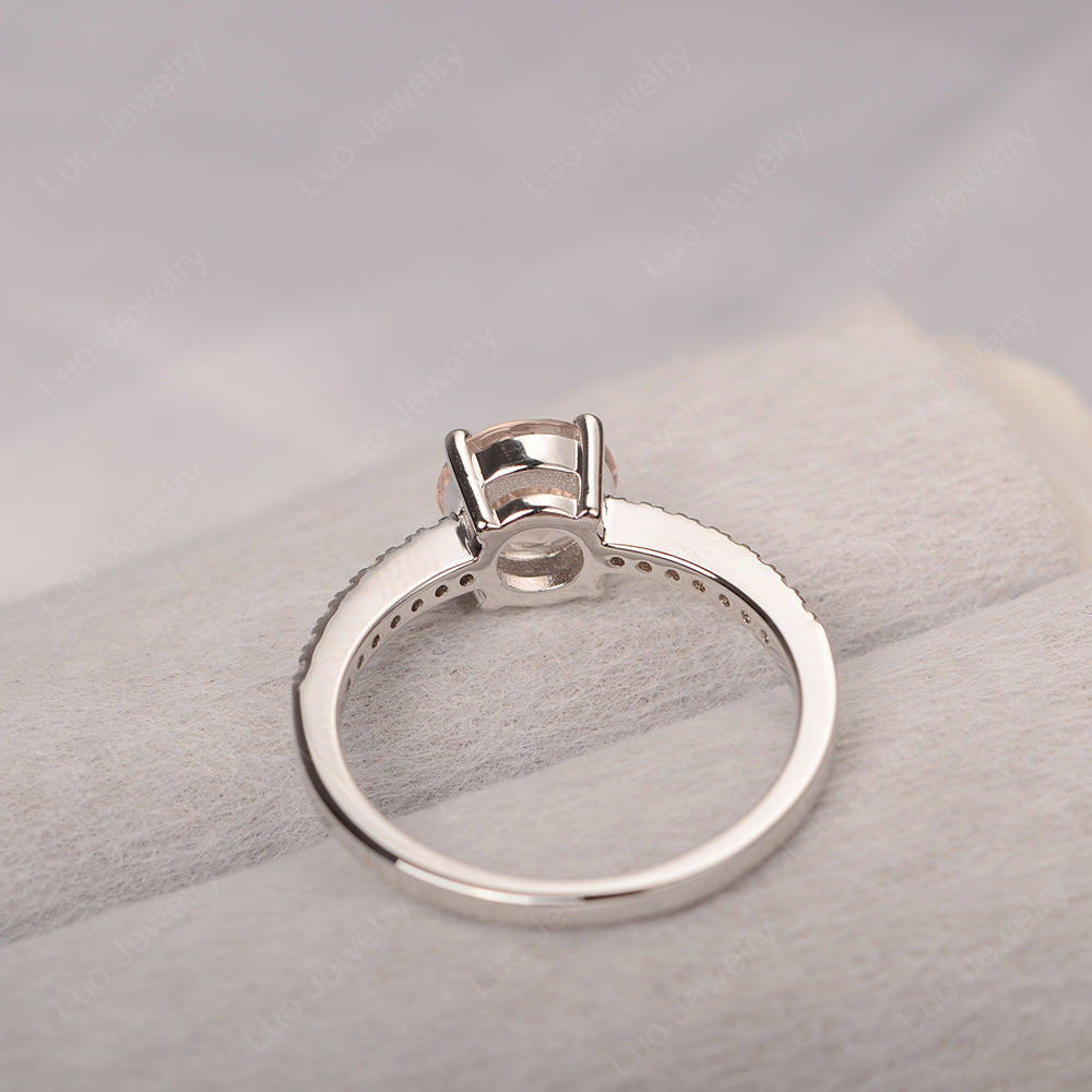 Morganite Wedding Ring Round Cut Sterling Silver - LUO Jewelry