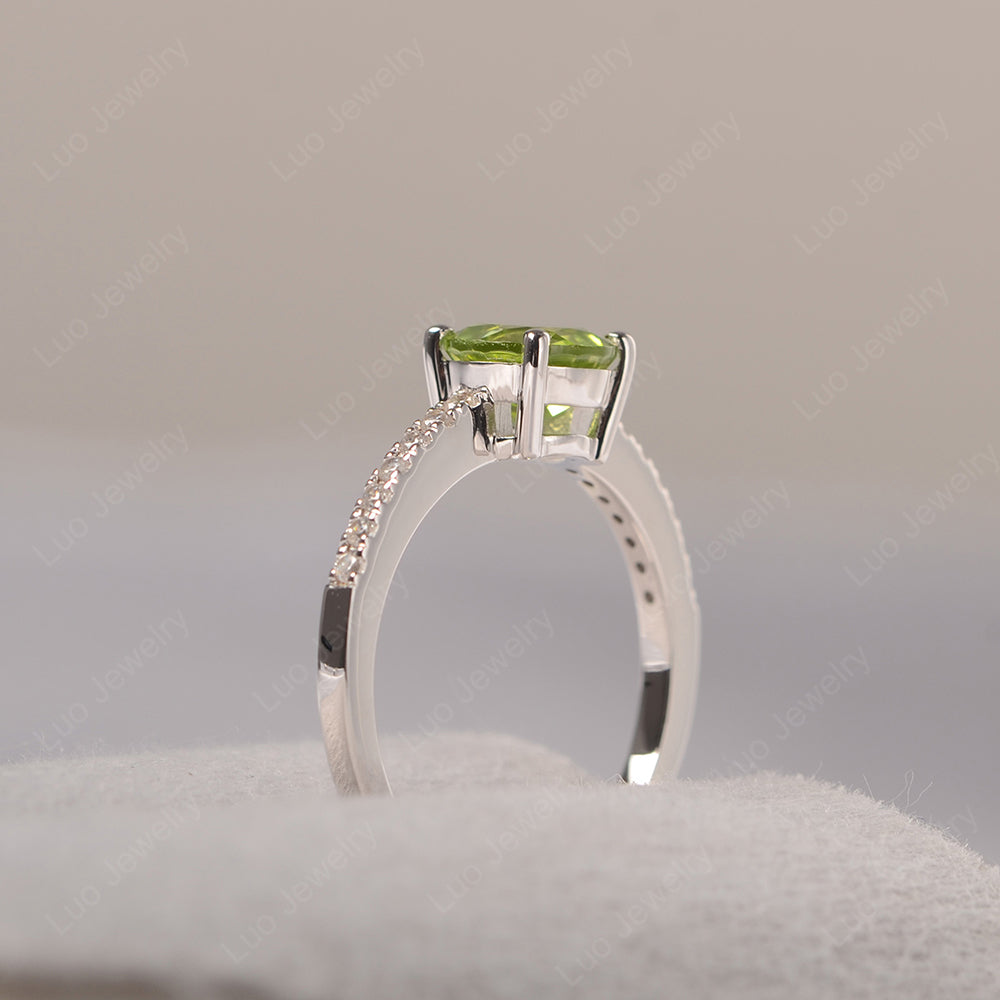 Peridot Wedding Ring Round Cut Sterling Silver - LUO Jewelry