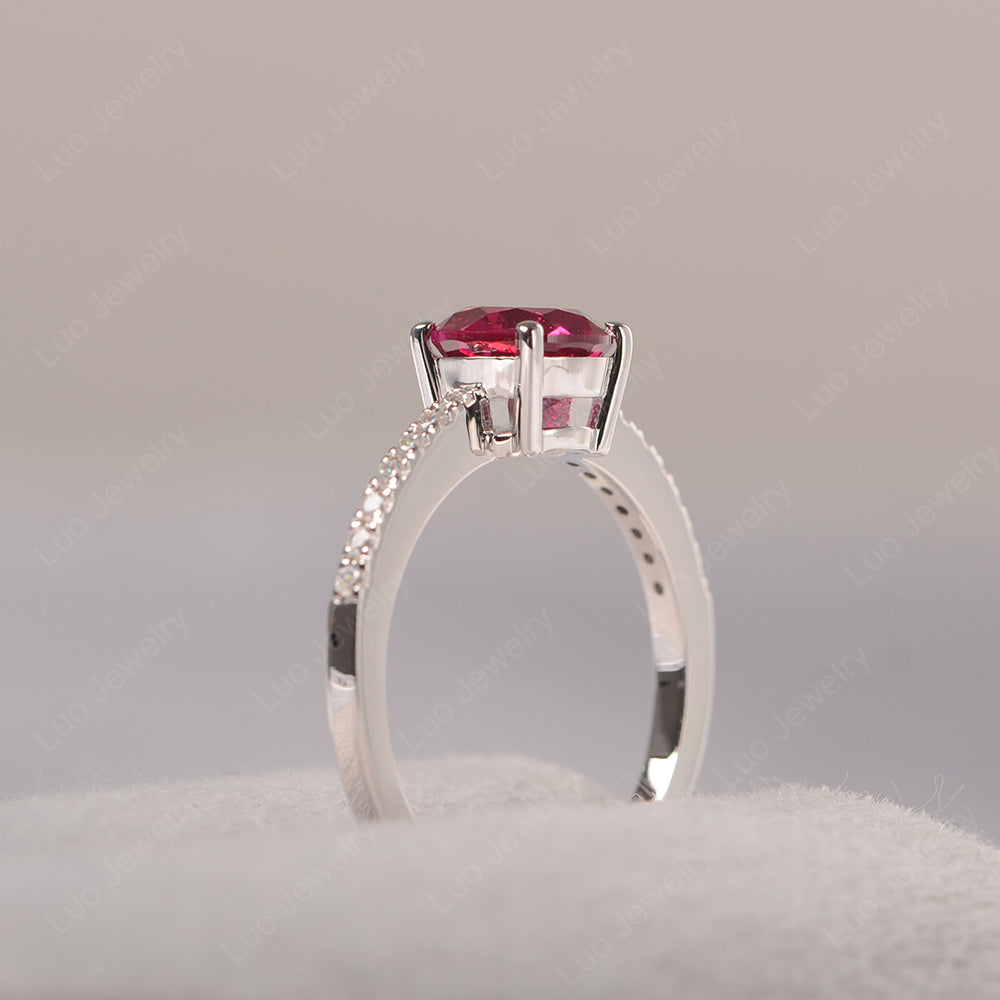 Ruby Wedding Ring Round Cut Sterling Silver - LUO Jewelry