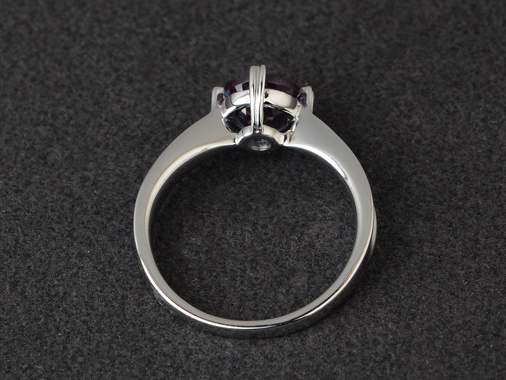 Heart Prong Alexandrite Solitaire Wedding Ring - LUO Jewelry