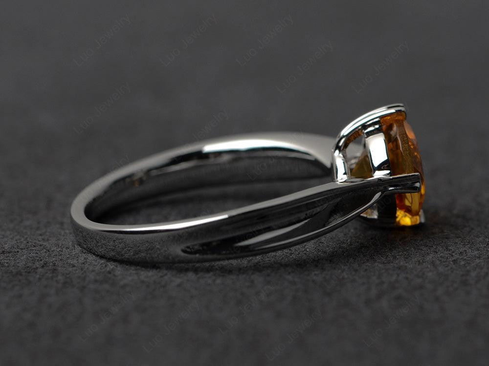 Heart Prong Citrine Solitaire Wedding Ring - LUO Jewelry