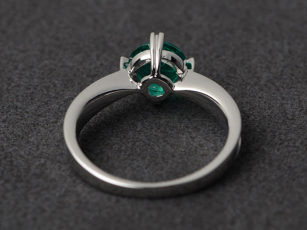 Heart Prong Lab Emerald Solitaire Wedding Ring - LUO Jewelry